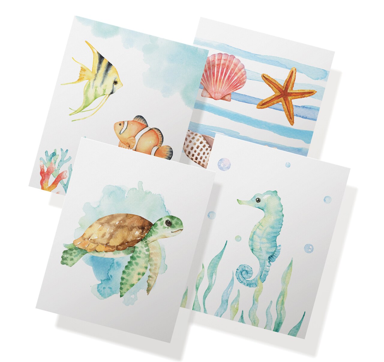 Twigs Paper - Ocean Animal Greeting Cards 12-Count - Watercolor Sea Life Note Cards with Envelopes - Blank Thank You Cards - Stationery Set - Made in USA (5.5 x 4.25)